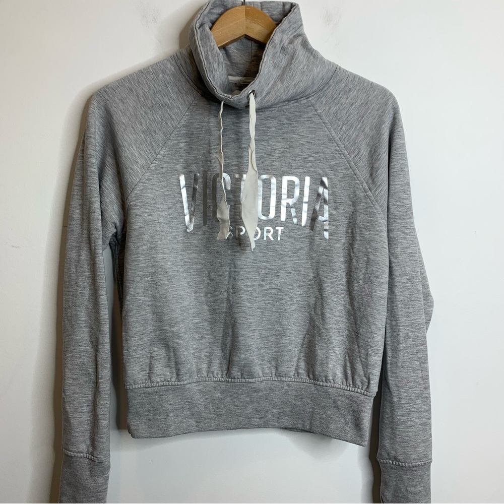Victoria’s Secret Victoria Sport Funnel Neck Logo Sweatshirt Grey